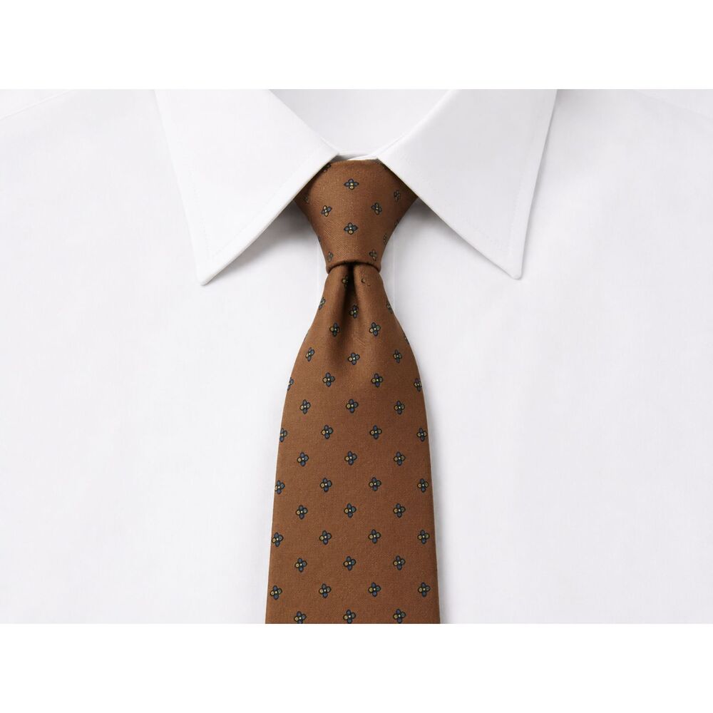Countess Mara New York Vintage Necktie Brown Geometric Silk Mens Tie Crest Logo